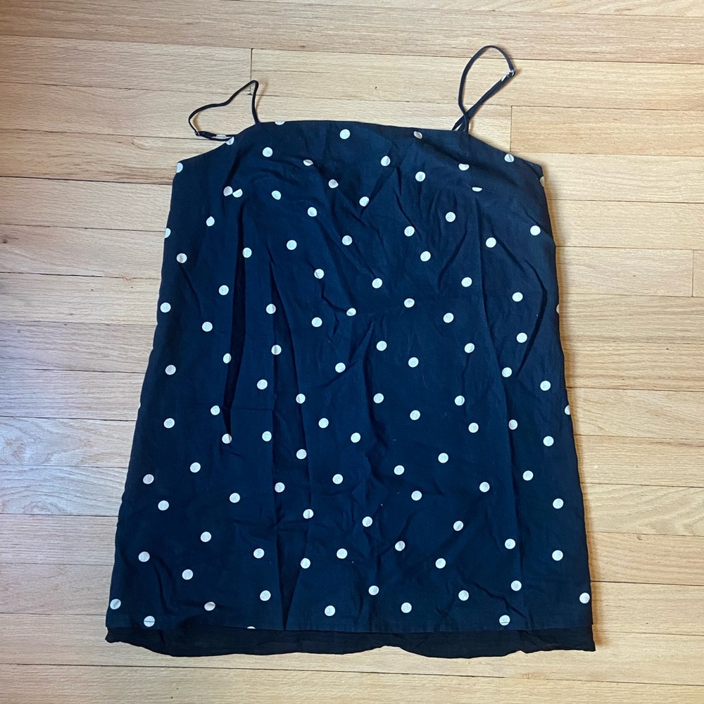 H&M Black linen polka dot dress